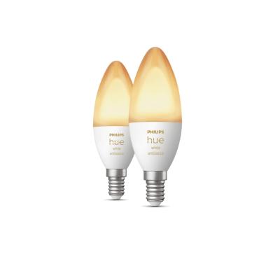 Produit de Pack 2 Ampoules LED Intelligentes E14 5.2W 470 lm B39 PHILIPS Hue White 