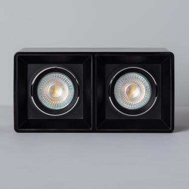 Product of Space Square Double Ceiling Spotlight with GU10 Bulb in Black 