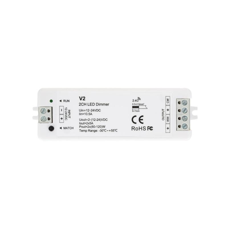 Product of 12/24V DC 2 Channel Controller for CCT LED Strips with RF Remote Control Compatibility