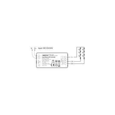 Product van Controller CCT 12/24V DC + RF Afstandsbediening 4 Zones MiBoxer