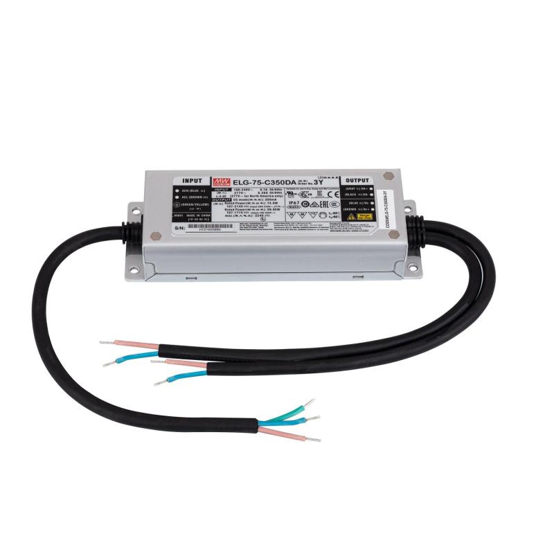 Prodotto da Driver MEAN WELL Regolabile DALI IP67 100-240V Output 107-214V 350mA 75W ELG-75-C350-DA