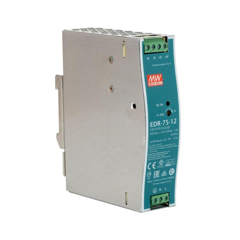 Product van Voeding 12V DC 75W 6.3A  voor DIN Rail MEAN WELL EDR-75-12