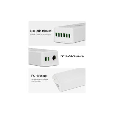 Produit de Contrôleur Variateur LED WiFi 5 en 1 pour Ruban LED 12/24V DC Monochrome/CCT/RGB/RGBW/RGBWW MiBoxer 