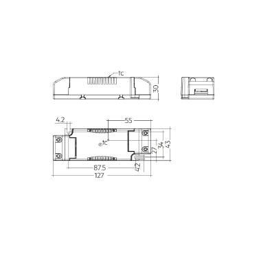 Product van Driver TRIDONIC LC 500mA fixC SR SNC2 198-264V Salida 27-43V 25W 87500751