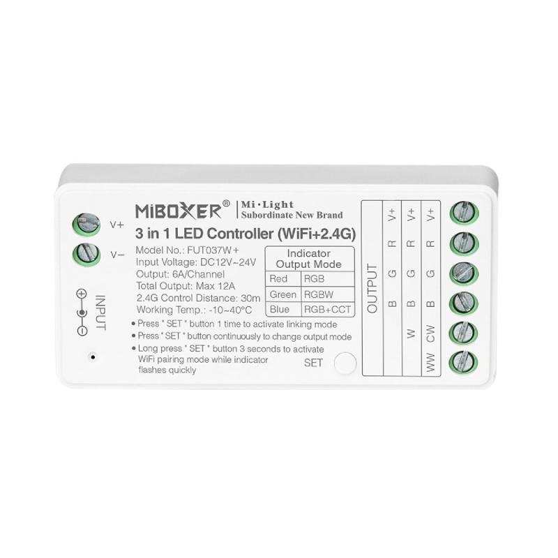 Product of MiBoxer FUT037W+ 12/24V DC RGB/RGBW/RGBWW WiFi LED Dimmer Controller