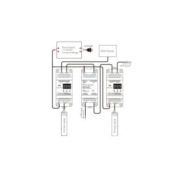 Product van Versterker DMX512 12-36V DC 2 Kanalen voor DIN Rail