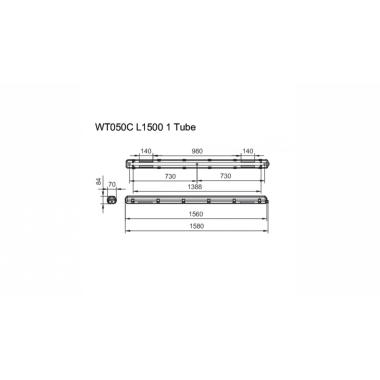 Product van Waterdicht Armatuur PHILIPS Ledinaire voor een LED buizen 150cm IP65 WT050C