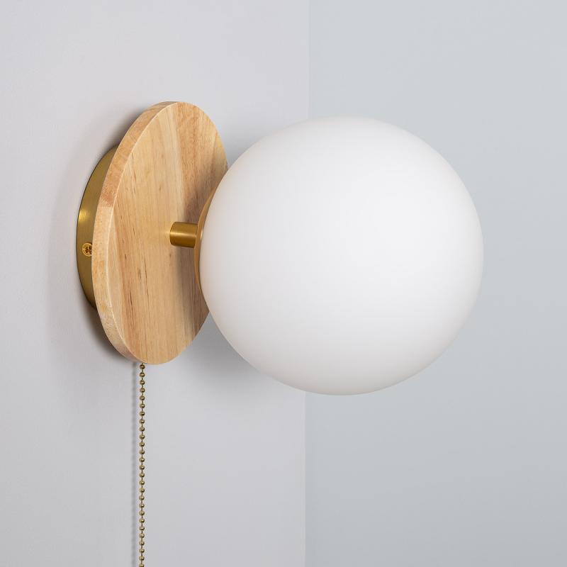 Product of Gold Orbit Wood and Glass Wall Light