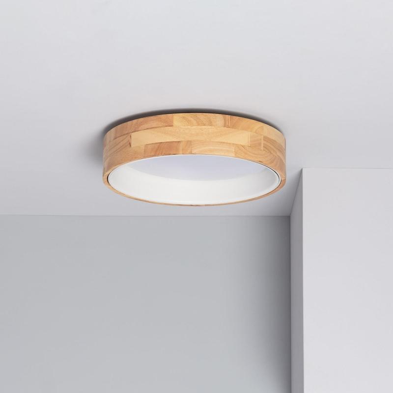 Produit de Plafonnier LED Rond Bois 15W CCT Sélectionnable Dari Ø370 mm