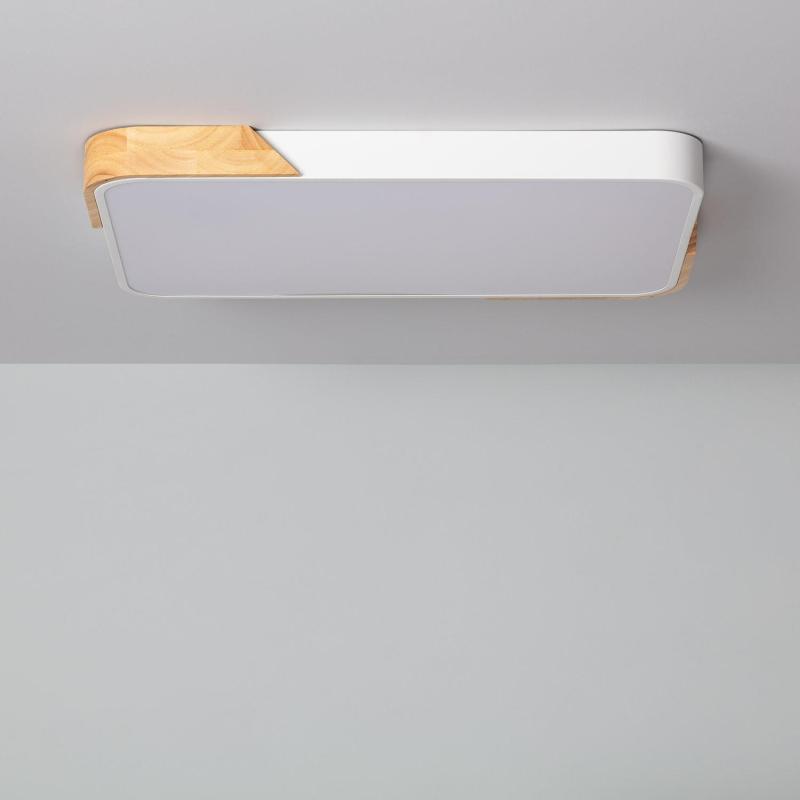 Prodotto da Plafoniera LED 30W Rettangolare Legno e Metallo 625x425 mm CCT Selezionabile Semi-Dari