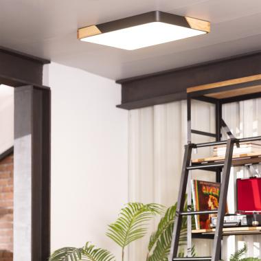 Prodotto da Plafoniera LED 30W Rettangolare Legno e Metallo 625x425 mm CCT Selezionabile Semi-Dari