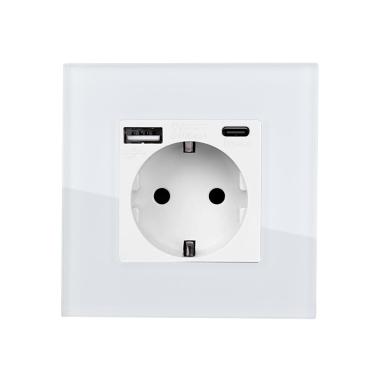 Produkt od Zásuvka Typu F Schuko + 2xUSB Skleněným Rámečkem Modern