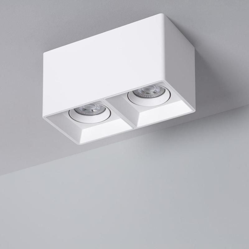 Product of Space Square Double Ceiling Spotlight with GU10 Bulb in White