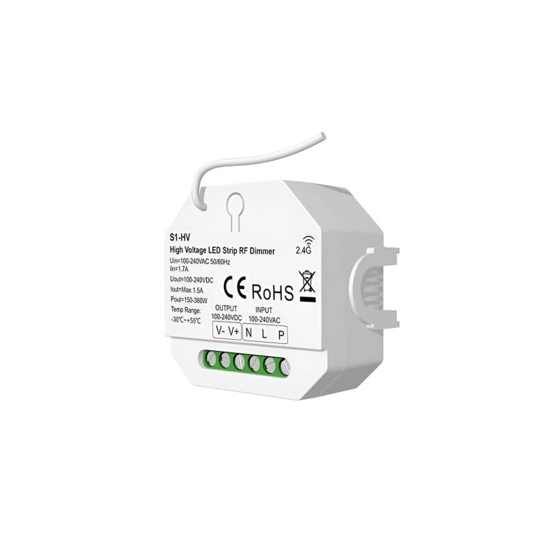 Produkt von Controller Dimmer für einfarbige LED-Streifen 220-240V AC Kompatibel mit Taster und RF-Fernbedienung