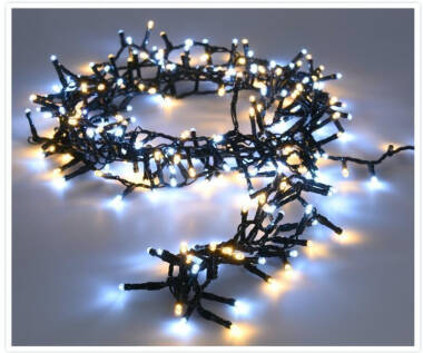 16m Venkovní LED Světelná Girlanda - Řetěz Teplá/Studená Bílá, Černá "Hrozen"