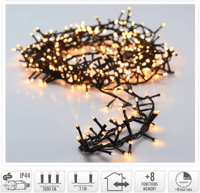 Produkt od 20m Venkovní LED Světelná Girlanda - Řetěz Teplá Bílá, Černá "Hrozen" 