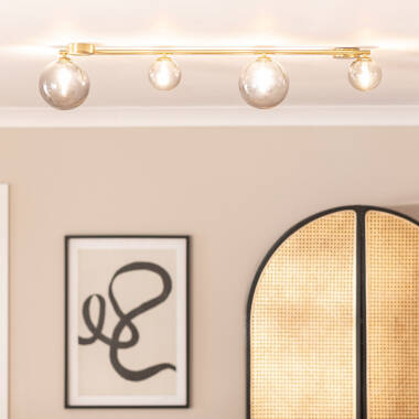 Prodotto da Lampadario in Metallo e Vetro Moonlight Brass 4 punti luce