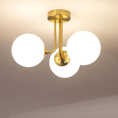 Product van Hanglamp Metaal en Glas Moonlight Brass 3spots