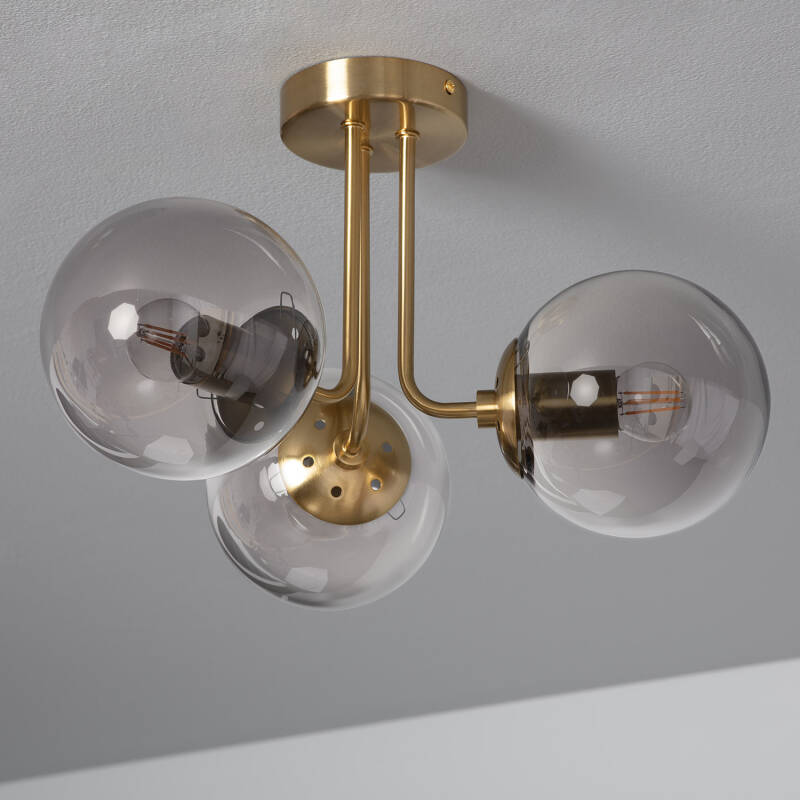 Product of Moonlight Brass Metal & Glass 3 Spotlight Ceiling Lamp