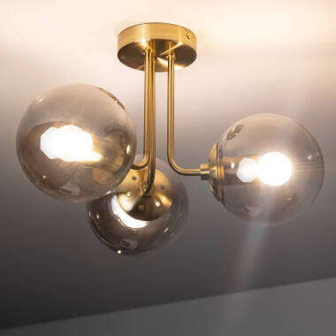 Product of Moonlight Brass Metal & Glass 3 Spotlight Ceiling Lamp