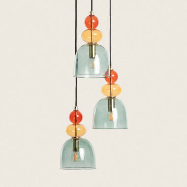 Product of Tri Baudelaire Metal and Glass Pendant Lamp 