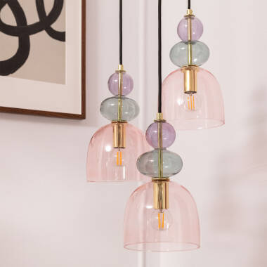 Product of Tri Baudelaire Metal and Glass Pendant Lamp 