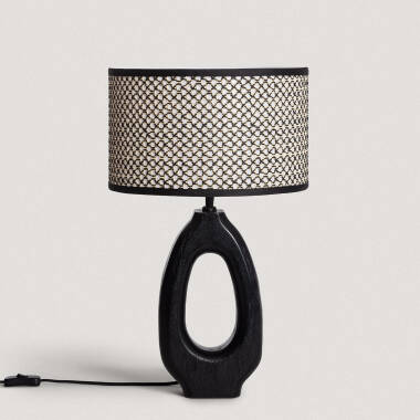 Product of Darshan Wooden Table Lamp in Black ILUZZIA 