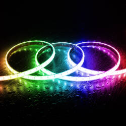 Product LED Strip RGB 220V SMD5050 Silicone FLEX 60 LED/m Breedte 12mm IP67 knippen om de 100 cm met afstandsbediening