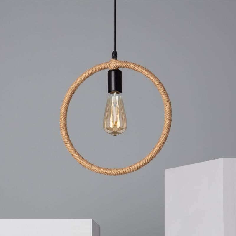 Product van Hanglamp Touw en Metaal Maumbo Rond 