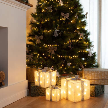 Product van Pack of 3  Kerst Cadeaudozen met LED Strik 