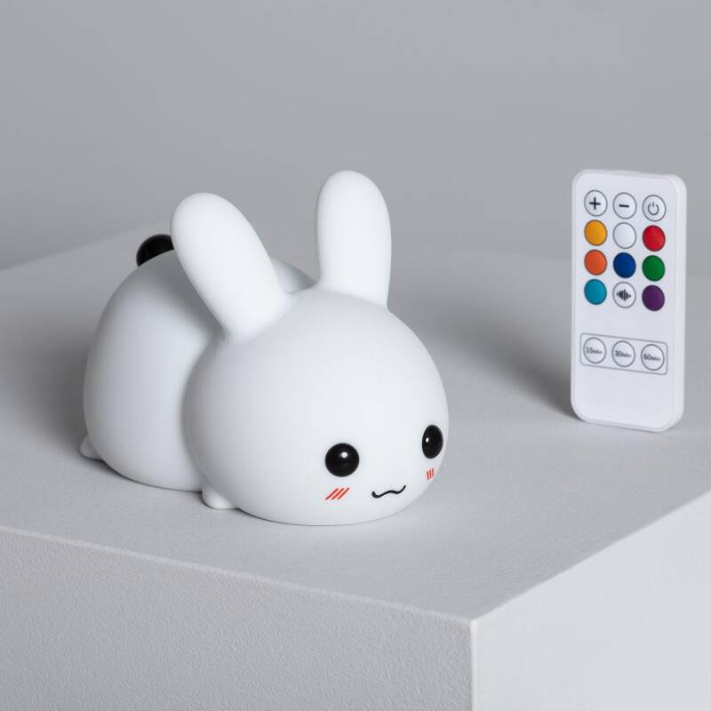 Produit de Veilleuse LED pour enfants en silicone RGB Lapin avec batterie 