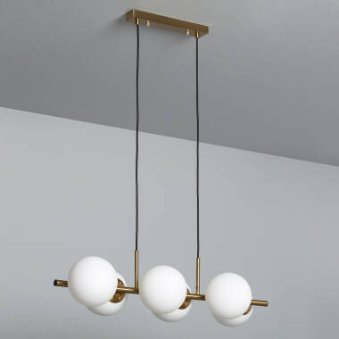 Produit de Suspension Métal et Verre Moonlight Brass 6 Spots