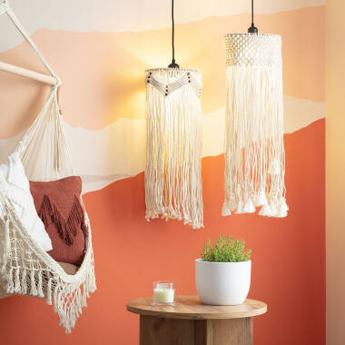 Product van Hanglamp van Katoen Macramé  Hupa