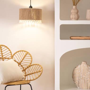 Product of Acoma Natural Rope & Cotton Pendant Lamp