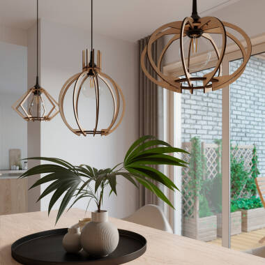 Product of Pompelmo Wooden Pendant Lamp SOLLUX