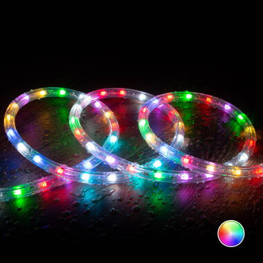 220V AC Round RGB LED Rope Light 36LED/m Cut at Every 100cm IP65