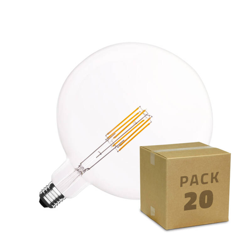 Prodotto da Box da 20 Lampadine LED E27 Regolabile Filamento Big Supreme G200 6W Bianco Caldo 