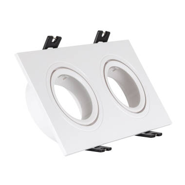 Product of Square Tilting Downlight Frame for two GU10 / GU5.3 LED Bulbs Cut 75x150 mm