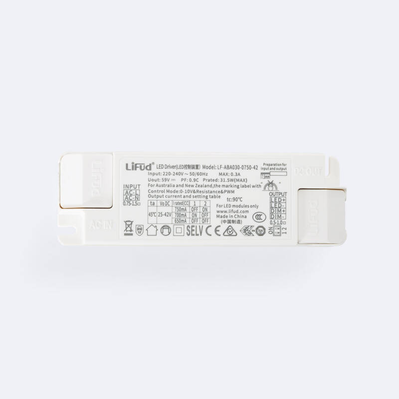 Product of 220-240V LIFUD 0-10V No Flicker Dimmable Driver 25-42V Output 650-750mA 26-30W LF-ABA030-0750-42