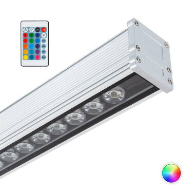 30º 36W LED Wall Washer Light Bar RGB 1000mm IP65 Silver