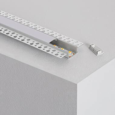 Profilé Aluminium Encastré dans Plâtre / Plaque de Plâtre 2m pour Ruban LED Double