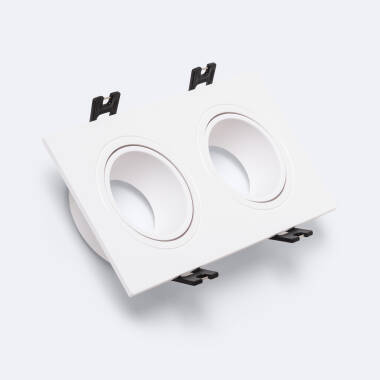 Square Tilting Downlight Ring for 2 LED GU10 / GU5.3 LED Bulbs with 75-150mm Cut Out