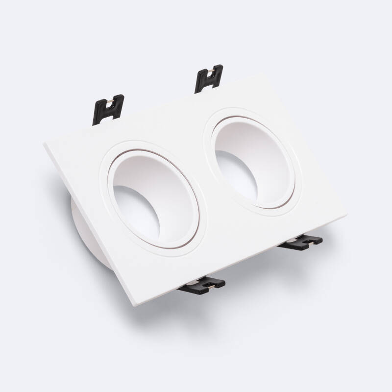 Product of Square Tilting Downlight Ring for 2 LED GU10 / GU5.3 LED Bulbs with 75-150mm Cut Out