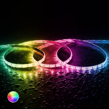 5m 24V DC 60LED/m IP65 RGB LED Strip 10mm Wide