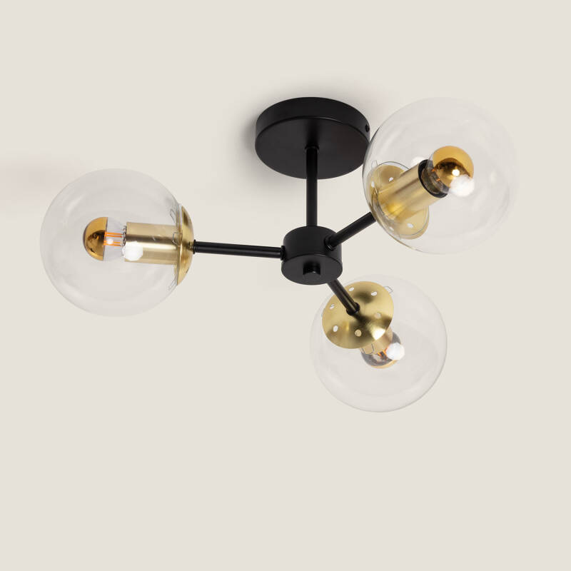 Product of Wassily Gold 3 Spotlight Metal & Glass Ceiling Lamp