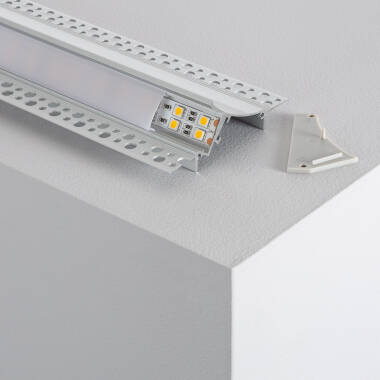 Inbouw aluminium profiel voor gips / gipsplaten met doorlopende cover voor LED Strip tot 20mm