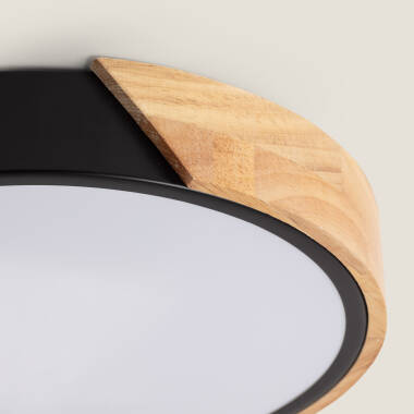 Product of 18W Semi-Dari Round Wood LED Surface Panel CCT Selectable Ø320 mm 