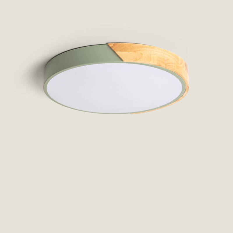 Produit de Plafonnier LED Rond Bois 24W CCT Sélectionnable Semi-Dari Ø418 mm