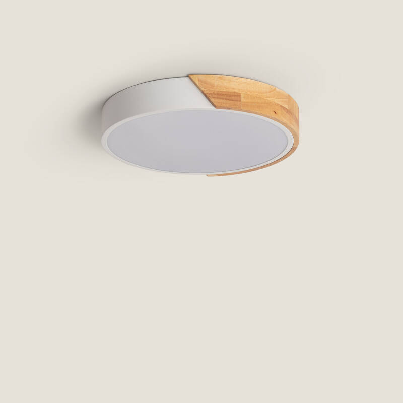 Product of 18W Semi-Dari Round Wood LED Surface Panel CCT Selectable Ø320 mm 