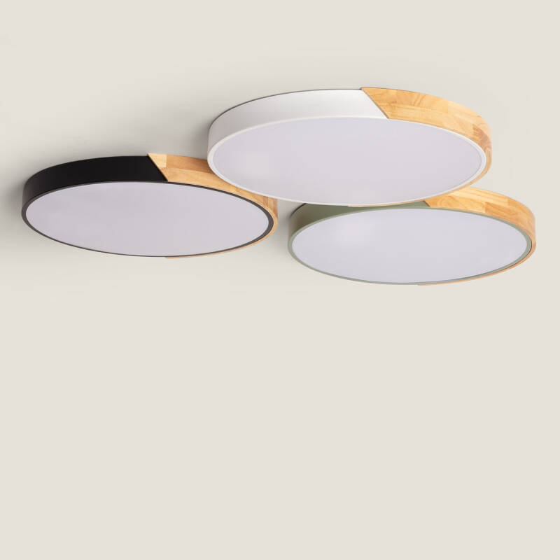 Product of 36W Semi-Dari Round Wood LED Surface Panel CCT Selectable Ø500 mm 